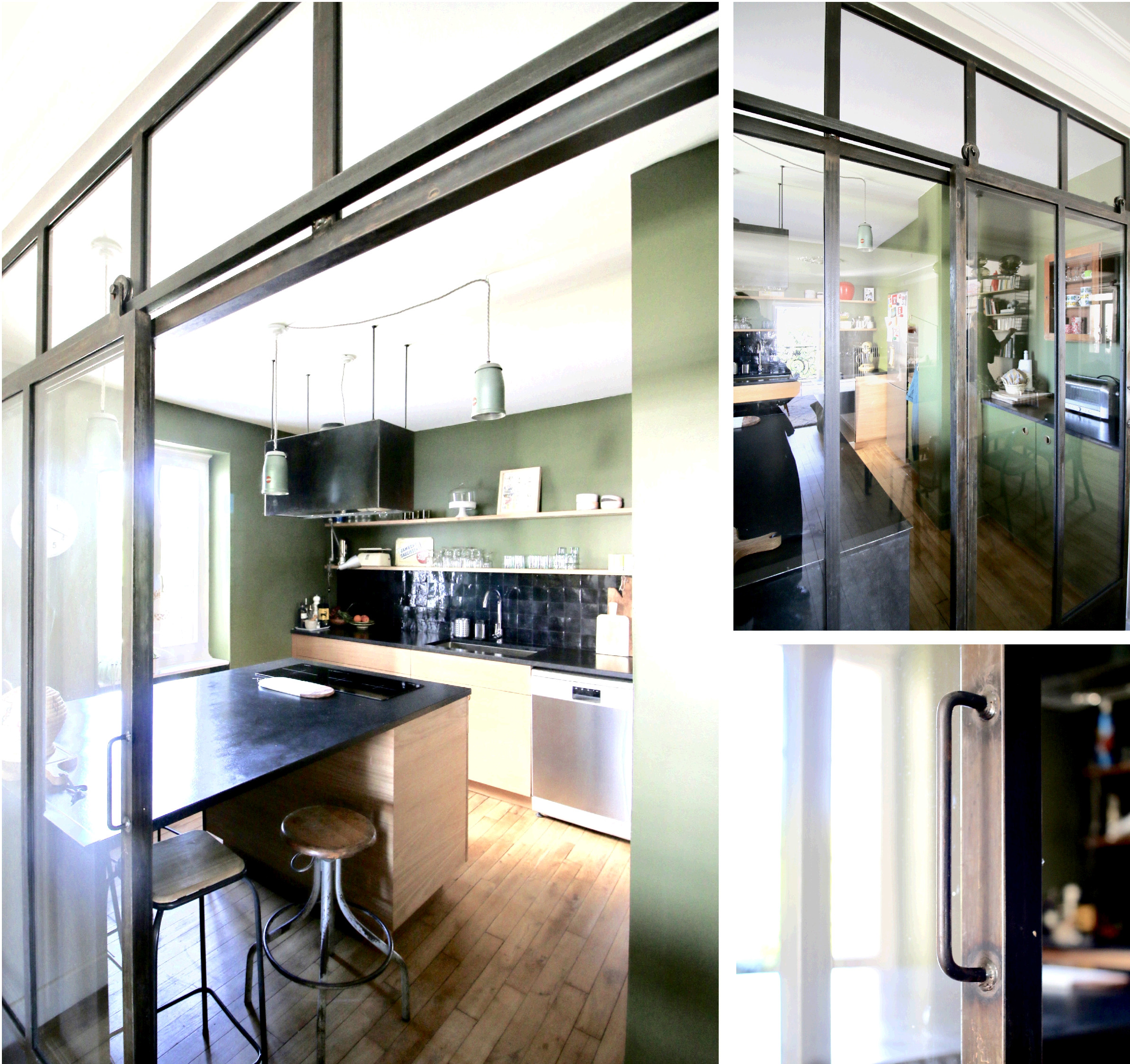 Julie Drevet Architecte d'intérieur Designer : Dijon - rénovation / réorganisation de la zone cuisine / entrée / séjour / sdb d'un appartement 