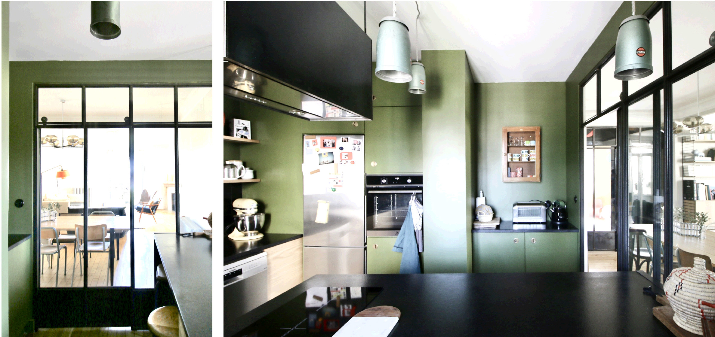 Julie Drevet Architecte d'intérieur Designer : Dijon - rénovation / réorganisation de la zone cuisine / entrée / séjour / sdb d'un appartement 